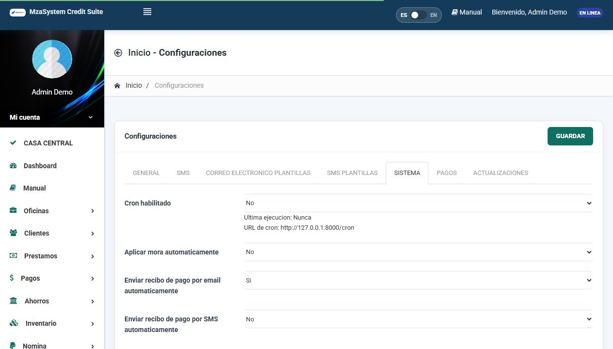Configuracion general